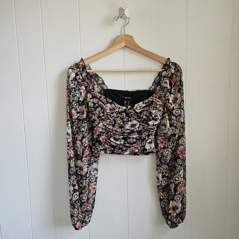 ☆ F21 Floral Crop Top